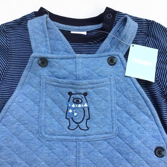 Gymboree Winter Bear Quilted Overalls Outfit Toddler Boys 18-24 Mos. Snow Scarf - Picture 2 of 8